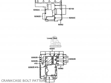 CRANKCASE BOLT PATTERN - ZX900A3 GPZ900R 1986 EUROPE UK FG FR GR NR SD SP ST