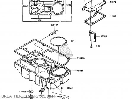 BREATHER COVER/OIL PAN - ZX900A3 GPZ900R 1986 EUROPE UK FG FR GR NR SD SP ST