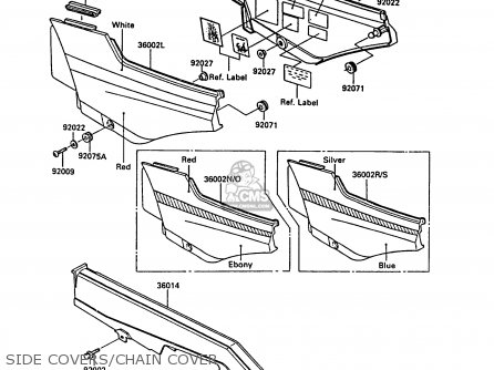 SIDE COVERS/CHAIN COVER - ZX900A3 GPZ900R 1986 EUROPE UK FG FR GR NR SD SP ST