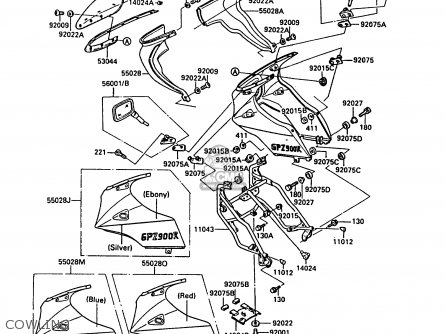 COWLING - ZX900A3 GPZ900R 1986 EUROPE UK FG FR GR NR SD SP ST