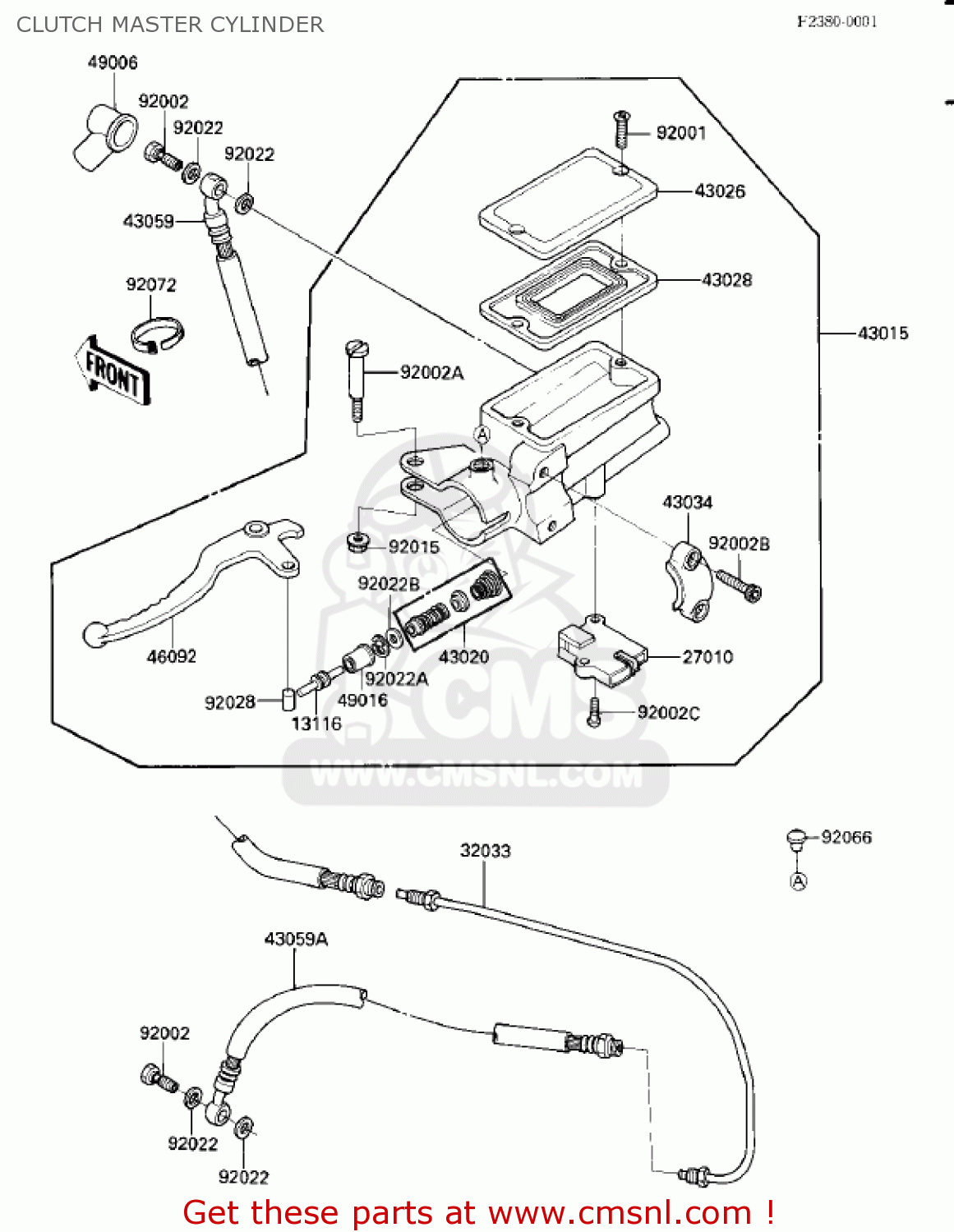 CLUTCH MASTER CYLINDER ZX900A3 NINJA 1986 USA CALIFORNIA CANADA