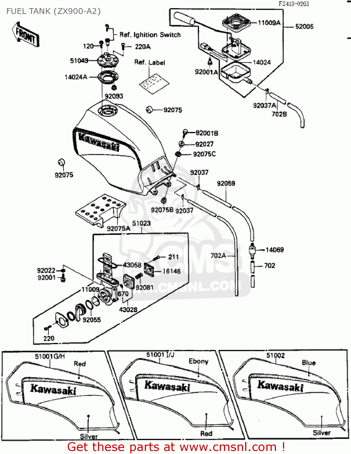 FUEL TANK (ZX900-A2) ZX900A3 NINJA 1986 USA CALIFORNIA CANADA