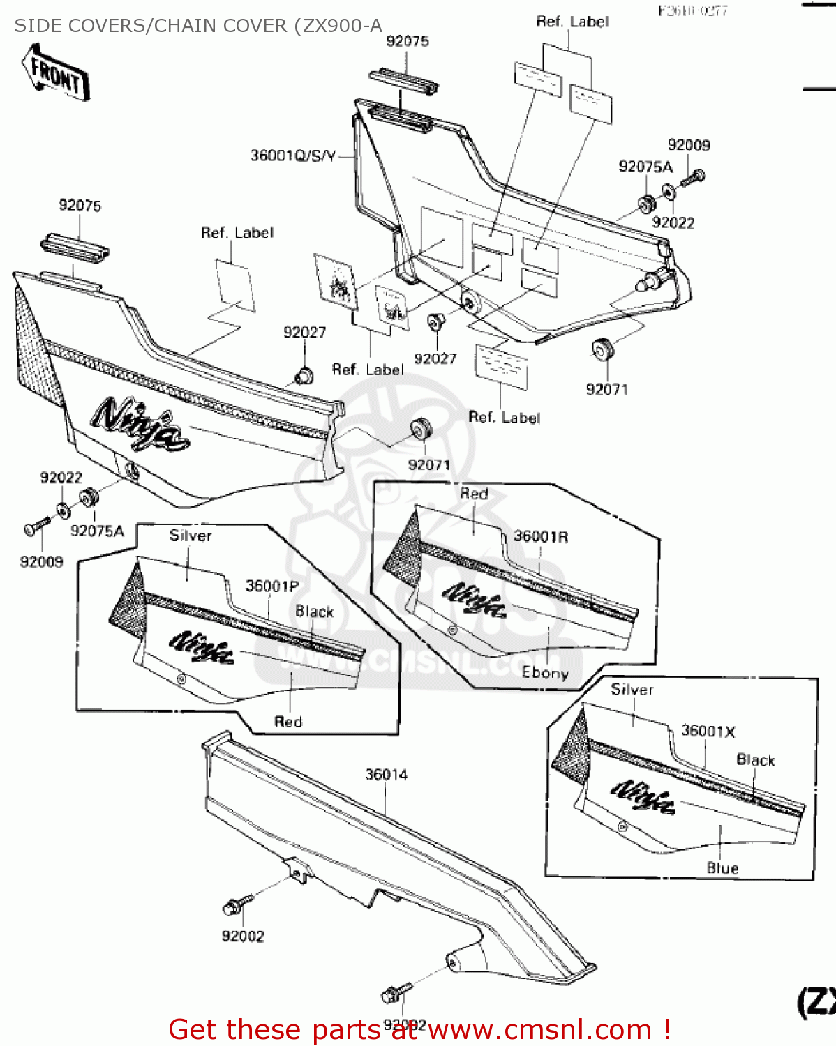 SIDE COVERS/CHAIN COVER (ZX900-A ZX900A3 NINJA 1986 USA CALIFORNIA CANADA