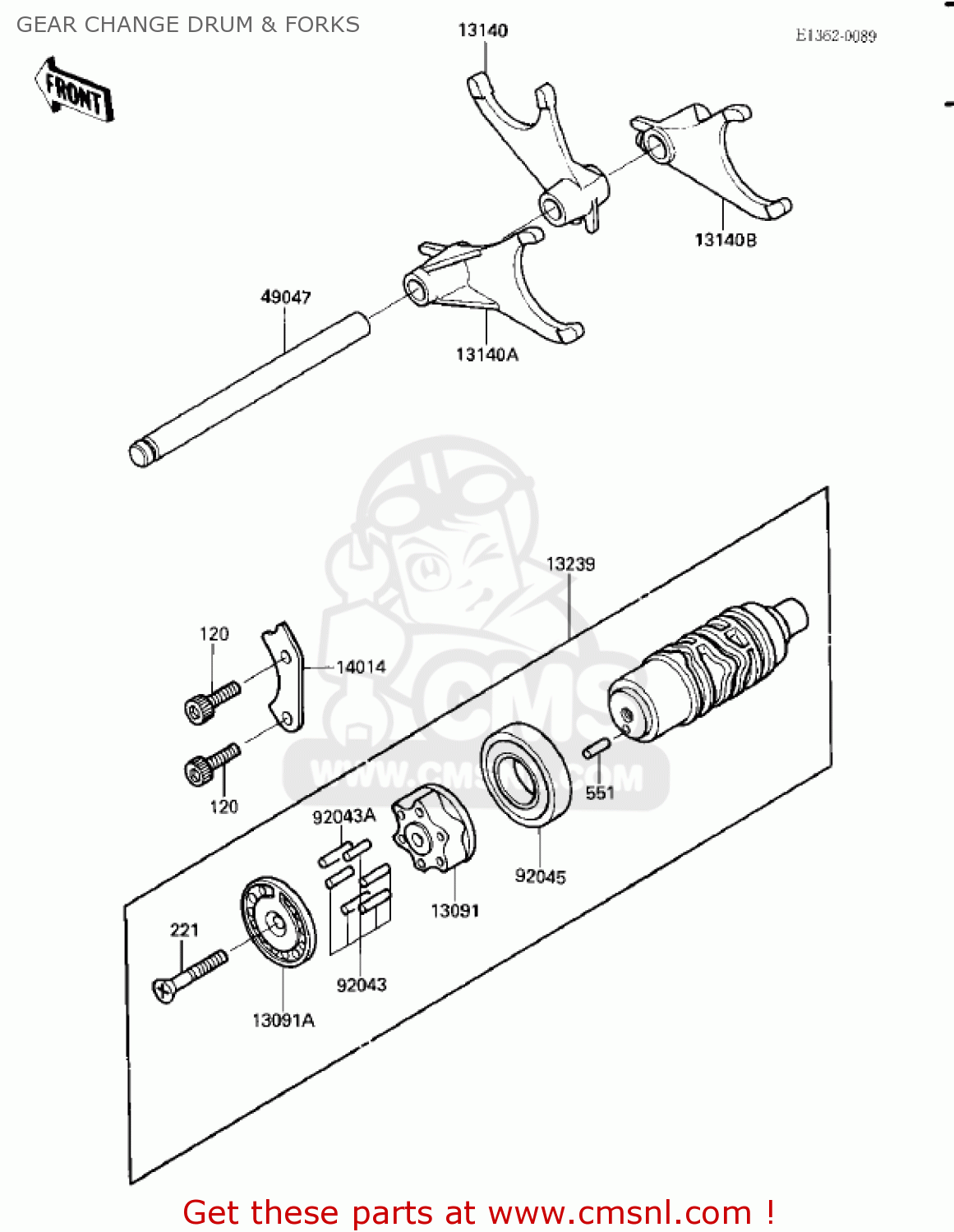 GEAR CHANGE DRUM & FORKS ZX900A3 NINJA 1986 USA CALIFORNIA CANADA