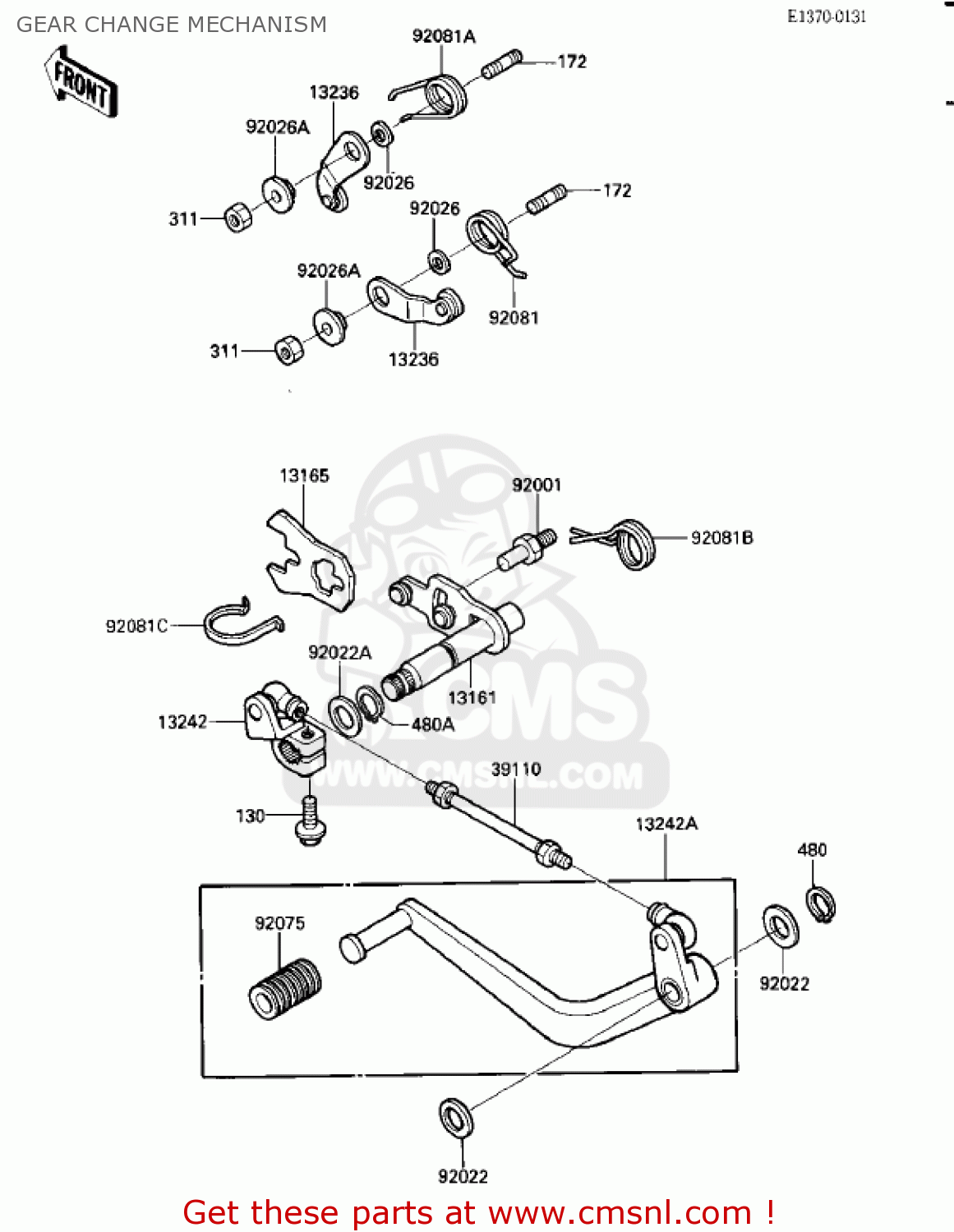 GEAR CHANGE MECHANISM ZX900A3 NINJA 1986 USA CALIFORNIA CANADA