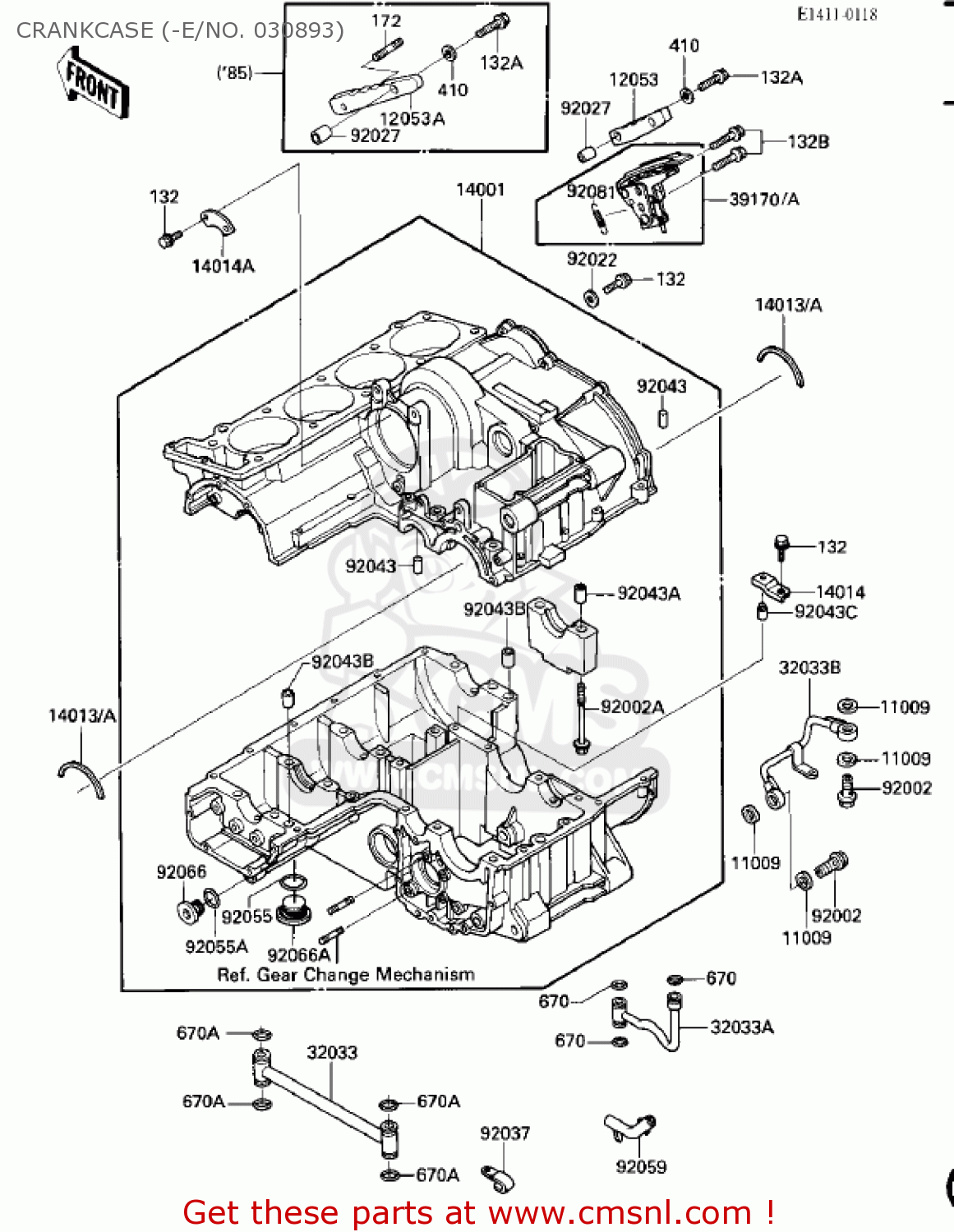 CRANKCASE (-E/NO. 030893) ZX900A3 NINJA 1986 USA CALIFORNIA CANADA