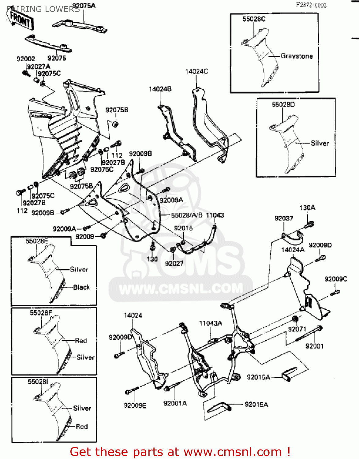 FAIRING LOWERS ZX900A3 NINJA 1986 USA CALIFORNIA CANADA
