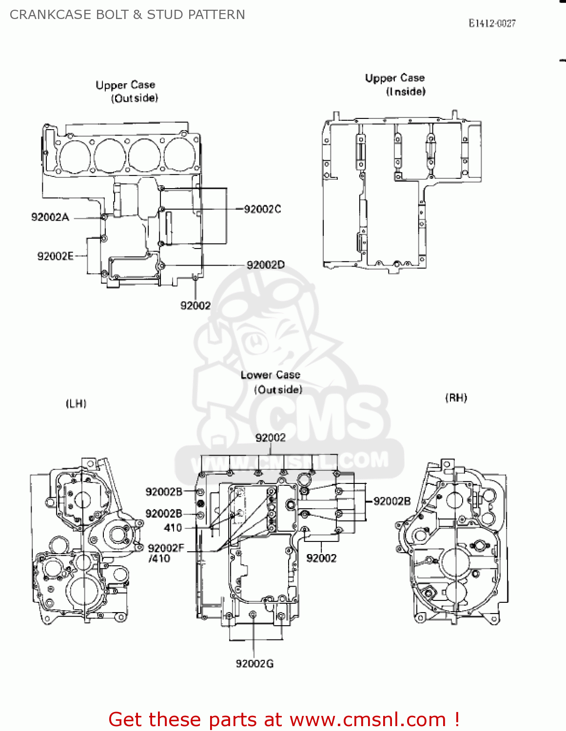 CRANKCASE BOLT & STUD PATTERN ZX900A3 NINJA 1986 USA CALIFORNIA CANADA