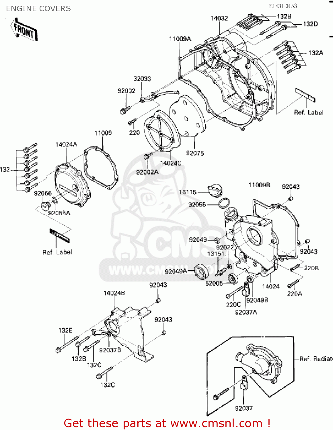 ENGINE COVERS ZX900A3 NINJA 1986 USA CALIFORNIA CANADA
