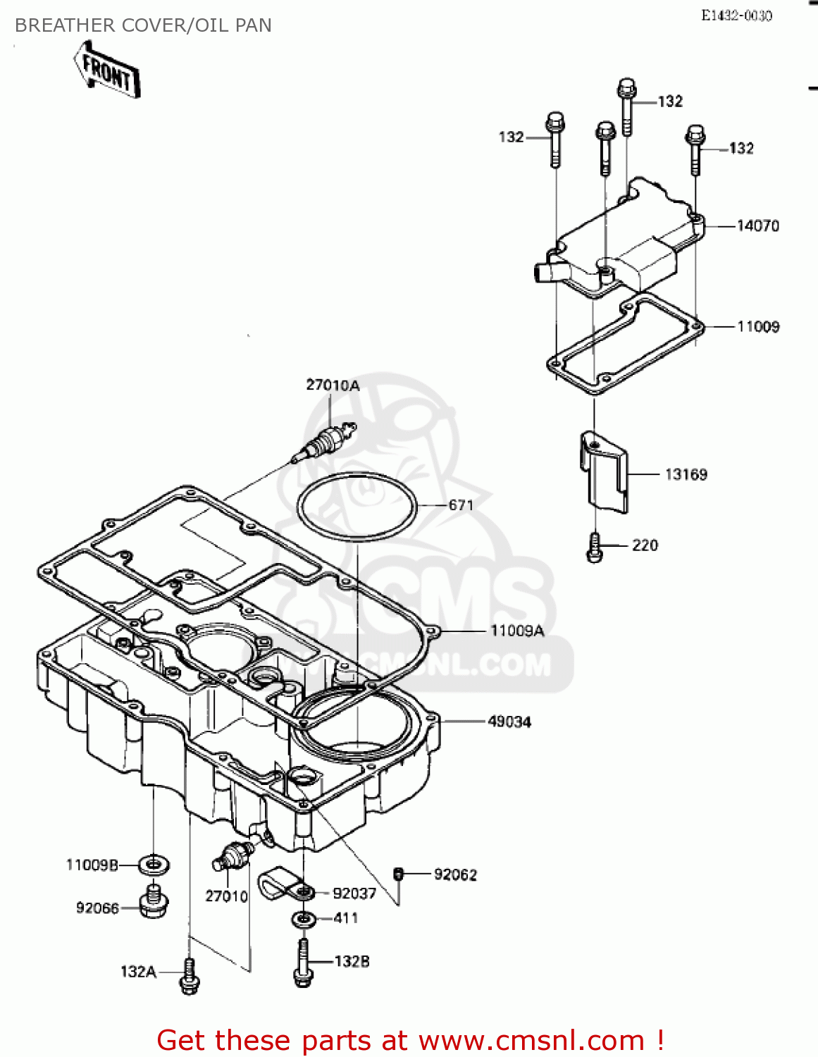 BREATHER COVER/OIL PAN ZX900A3 NINJA 1986 USA CALIFORNIA CANADA