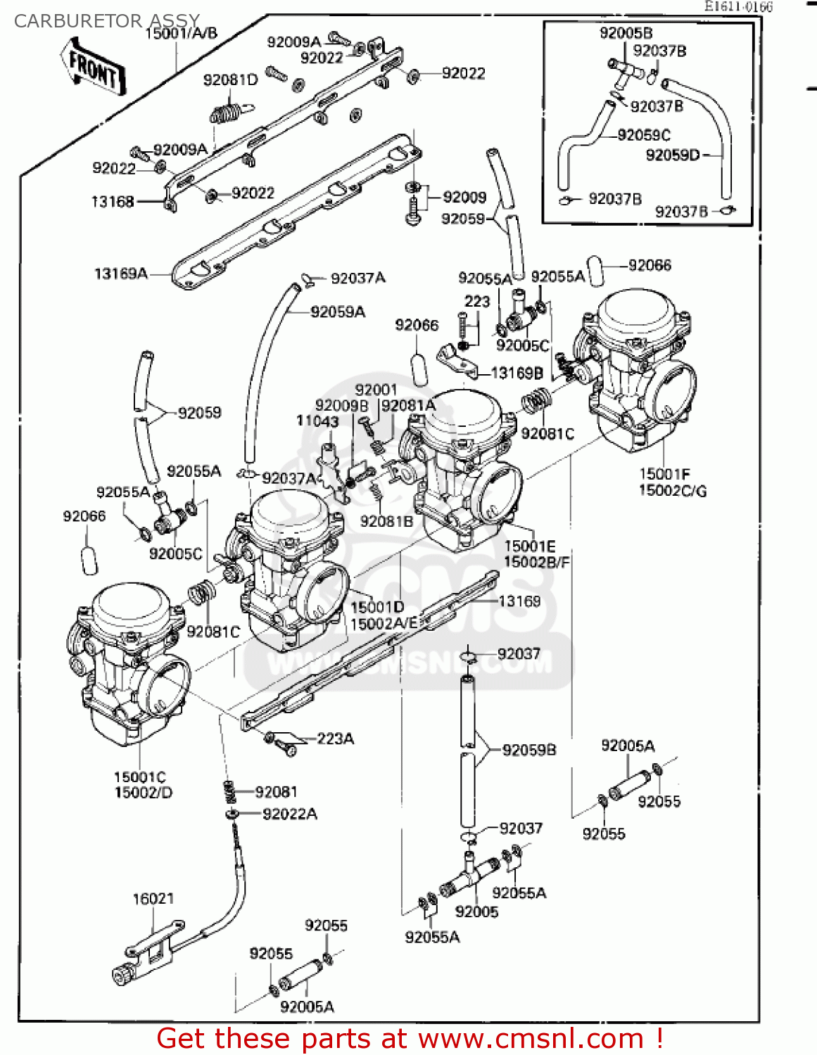 CARBURETOR ASSY ZX900A3 NINJA 1986 USA CALIFORNIA CANADA