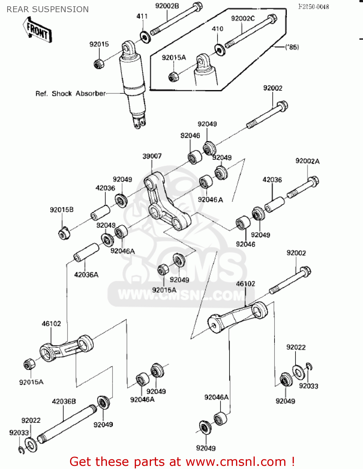 REAR SUSPENSION ZX900A3 NINJA 1986 USA CALIFORNIA CANADA