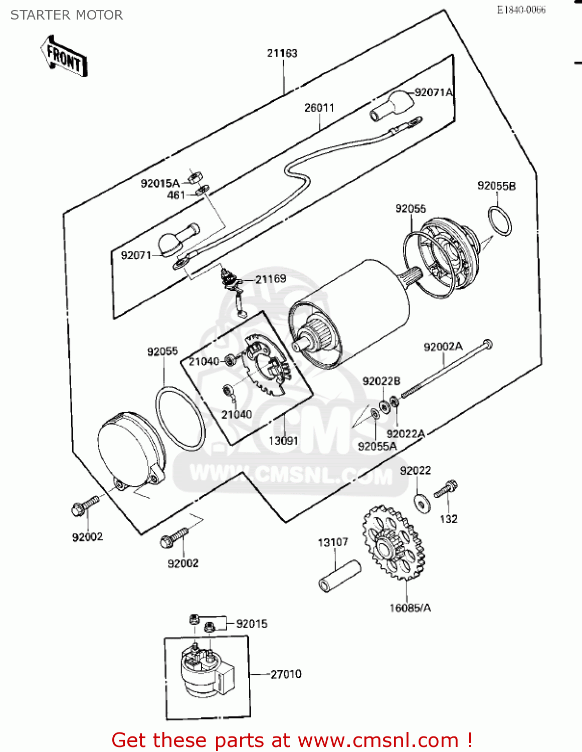 STARTER MOTOR ZX900A3 NINJA 1986 USA CALIFORNIA CANADA