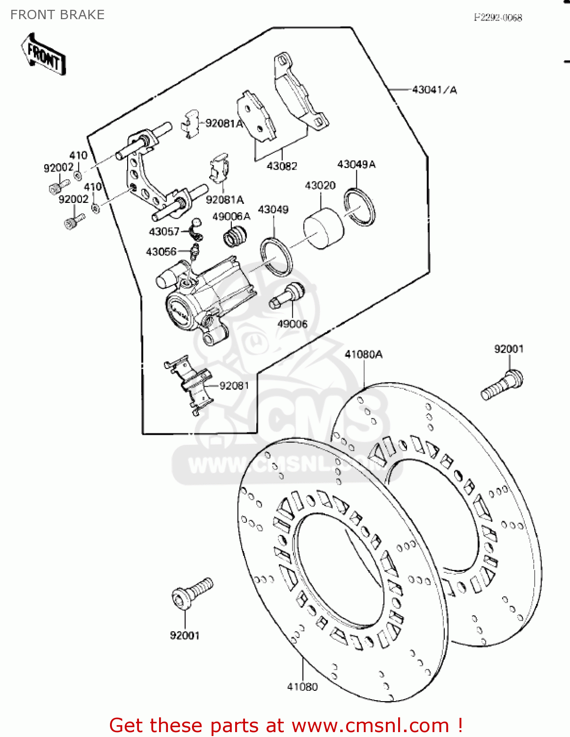 FRONT BRAKE ZX900A3 NINJA 1986 USA CALIFORNIA CANADA