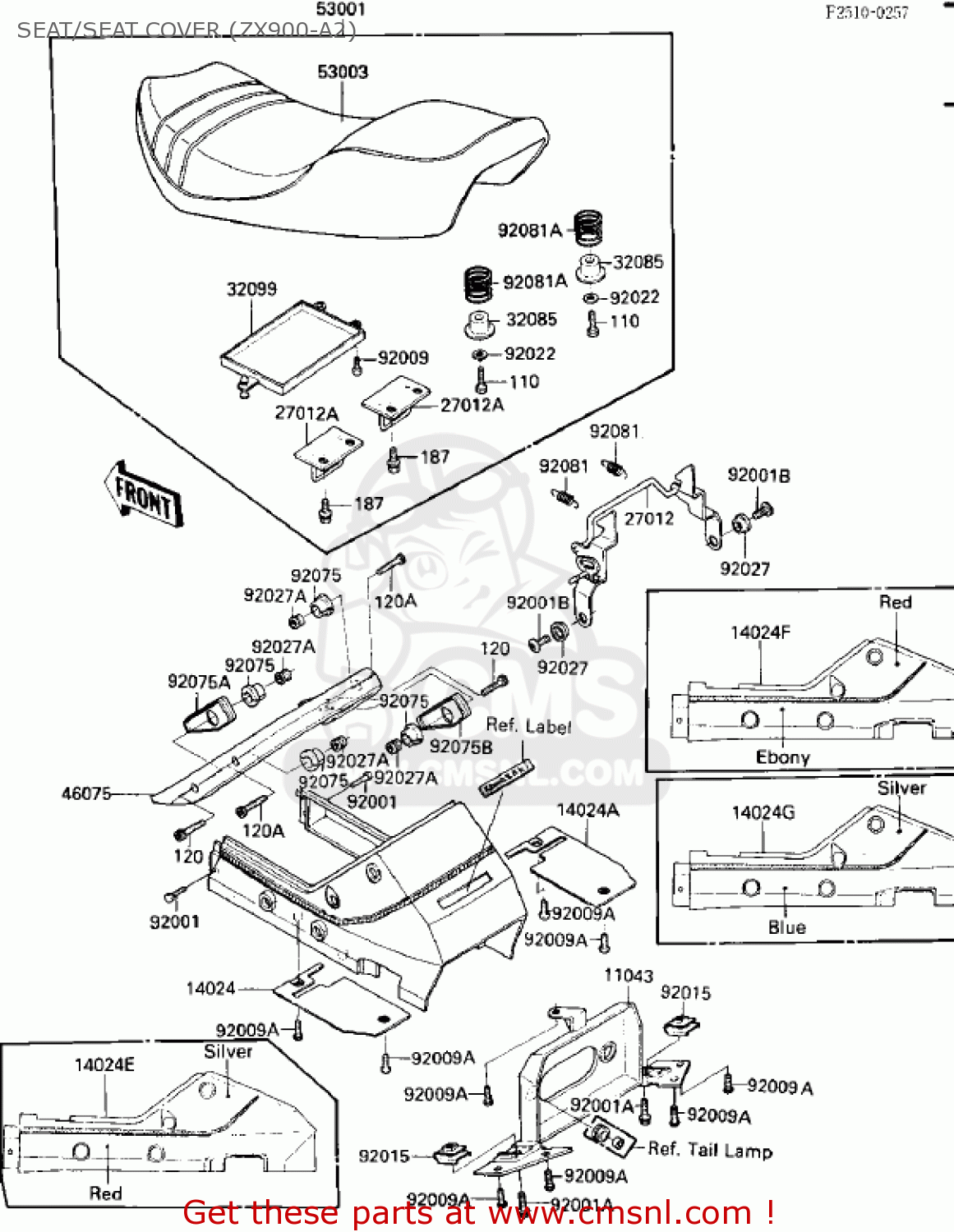 SEAT/SEAT COVER (ZX900-A2) ZX900A3 NINJA 1986 USA CALIFORNIA CANADA