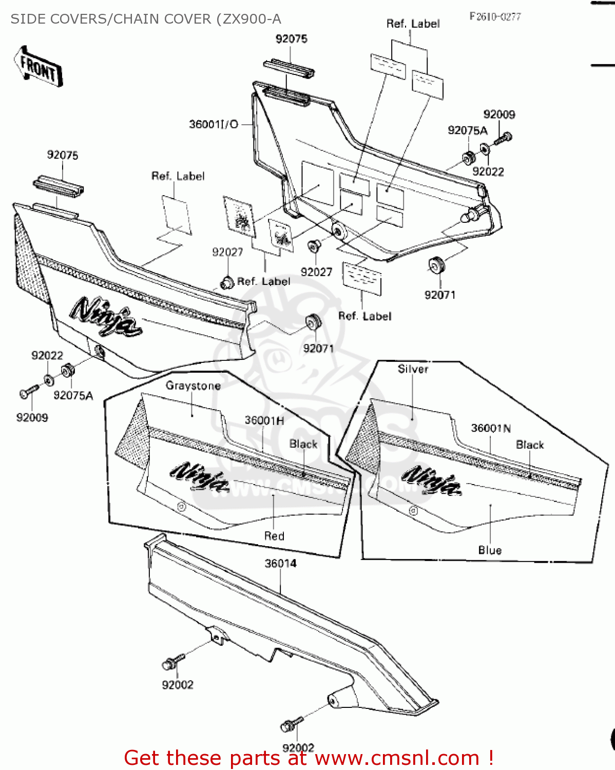 SIDE COVERS/CHAIN COVER (ZX900-A ZX900A3 NINJA 1986 USA CALIFORNIA CANADA