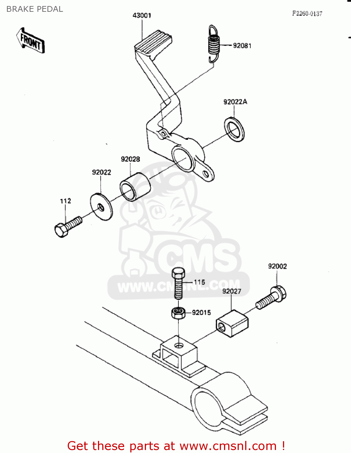 BRAKE PEDAL ZX900A3 NINJA 1986 USA CALIFORNIA CANADA