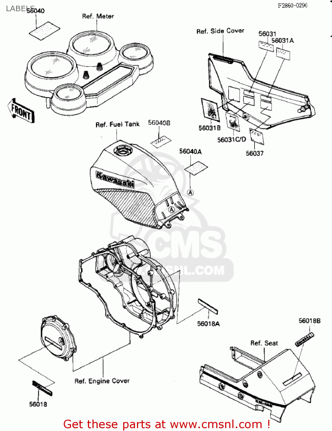 LABELS ZX900A3 NINJA 1986 USA CALIFORNIA CANADA