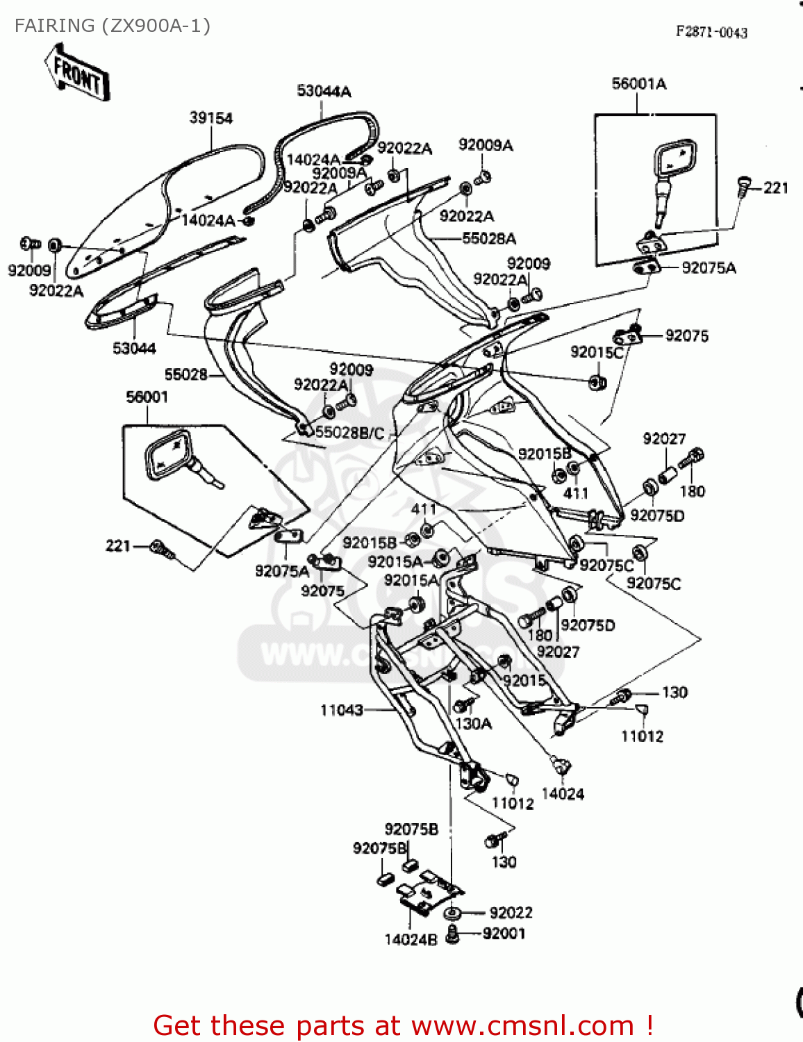 FAIRING (ZX900A-1) ZX900A3 NINJA 1986 USA CALIFORNIA CANADA