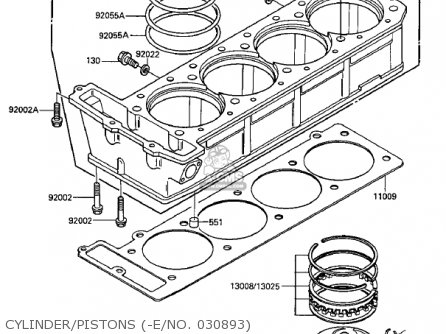 CYLINDER/PISTONS (-E/NO. 030893) - ZX900A3 NINJA 1986 USA CALIFORNIA CANADA