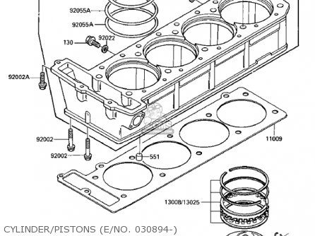 CYLINDER/PISTONS (E/NO. 030894-) - ZX900A3 NINJA 1986 USA CALIFORNIA CANADA