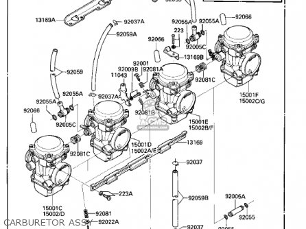 CARBURETOR ASSY - ZX900A3 NINJA 1986 USA CALIFORNIA CANADA
