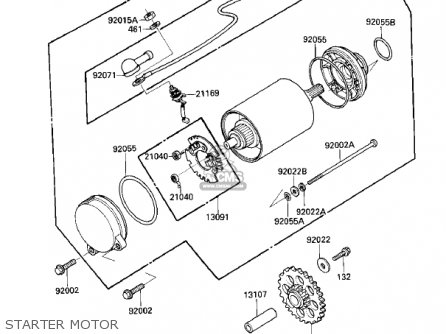 STARTER MOTOR - ZX900A3 NINJA 1986 USA CALIFORNIA CANADA