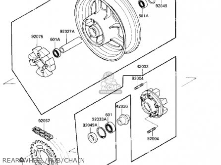 REAR WHEEL/HUB/CHAIN - ZX900A3 NINJA 1986 USA CALIFORNIA CANADA
