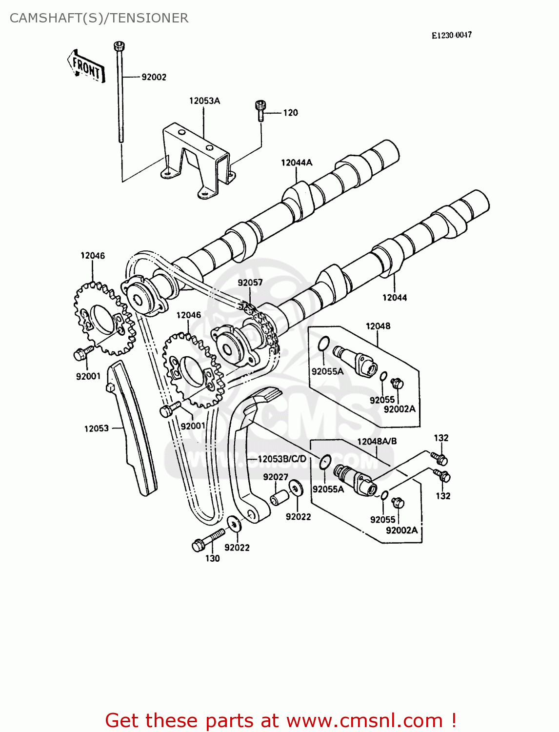 CAMSHAFT(S)/TENSIONER ZX900A4 GPZ900R 1987 EUROPE UK FG GR NR SD SP ST
