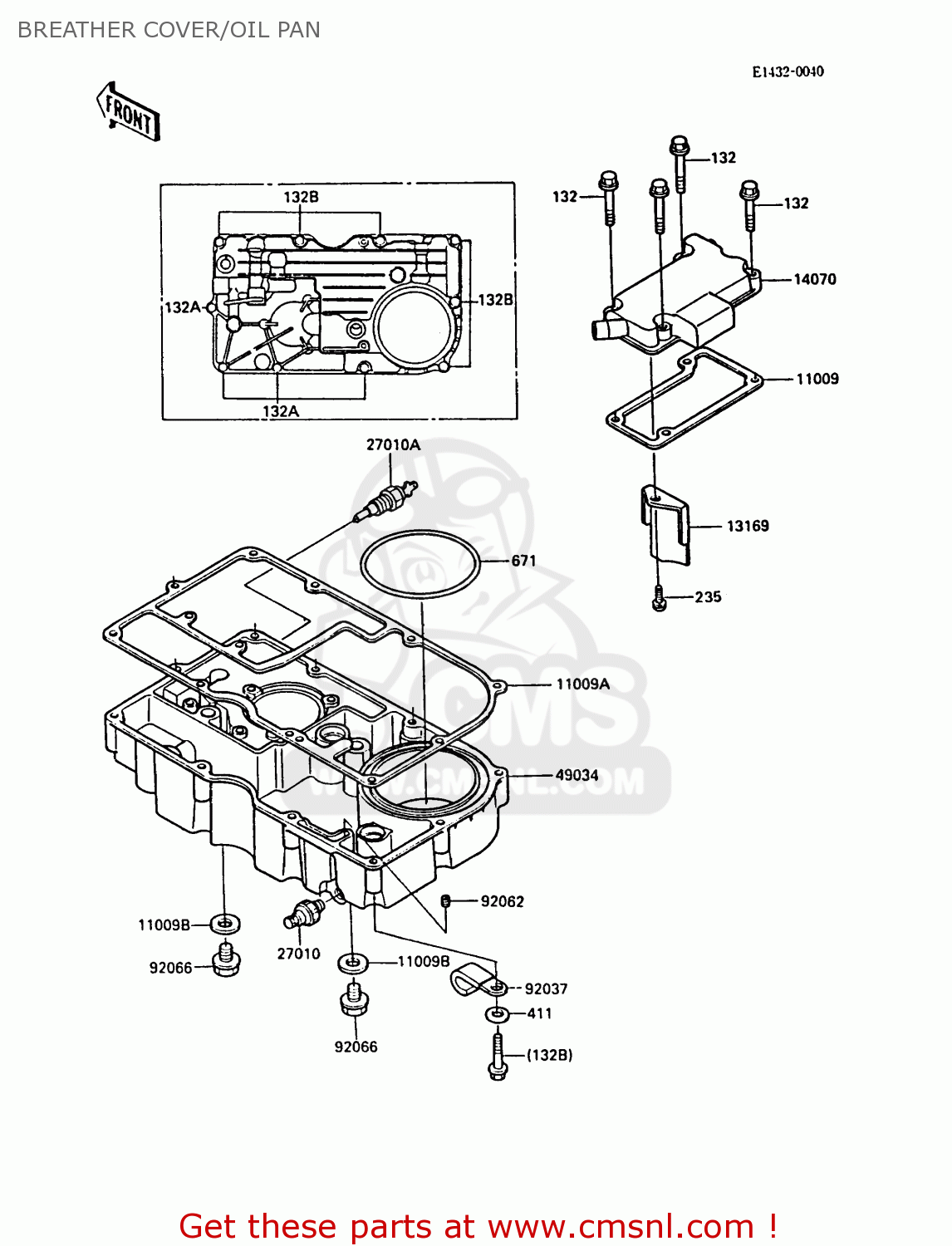 BREATHER COVER/OIL PAN ZX900A4 GPZ900R 1987 EUROPE UK FG GR NR SD SP ST