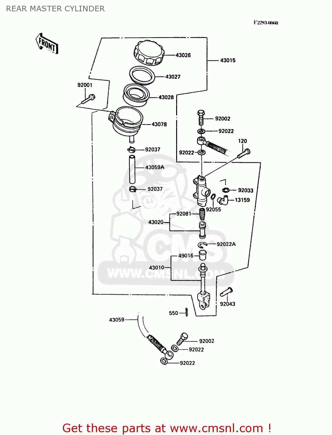 REAR MASTER CYLINDER ZX900A4 GPZ900R 1987 EUROPE UK FG GR NR SD SP ST