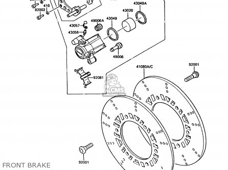 FRONT BRAKE - ZX900A4 GPZ900R 1987 EUROPE UK FG GR NR SD SP ST