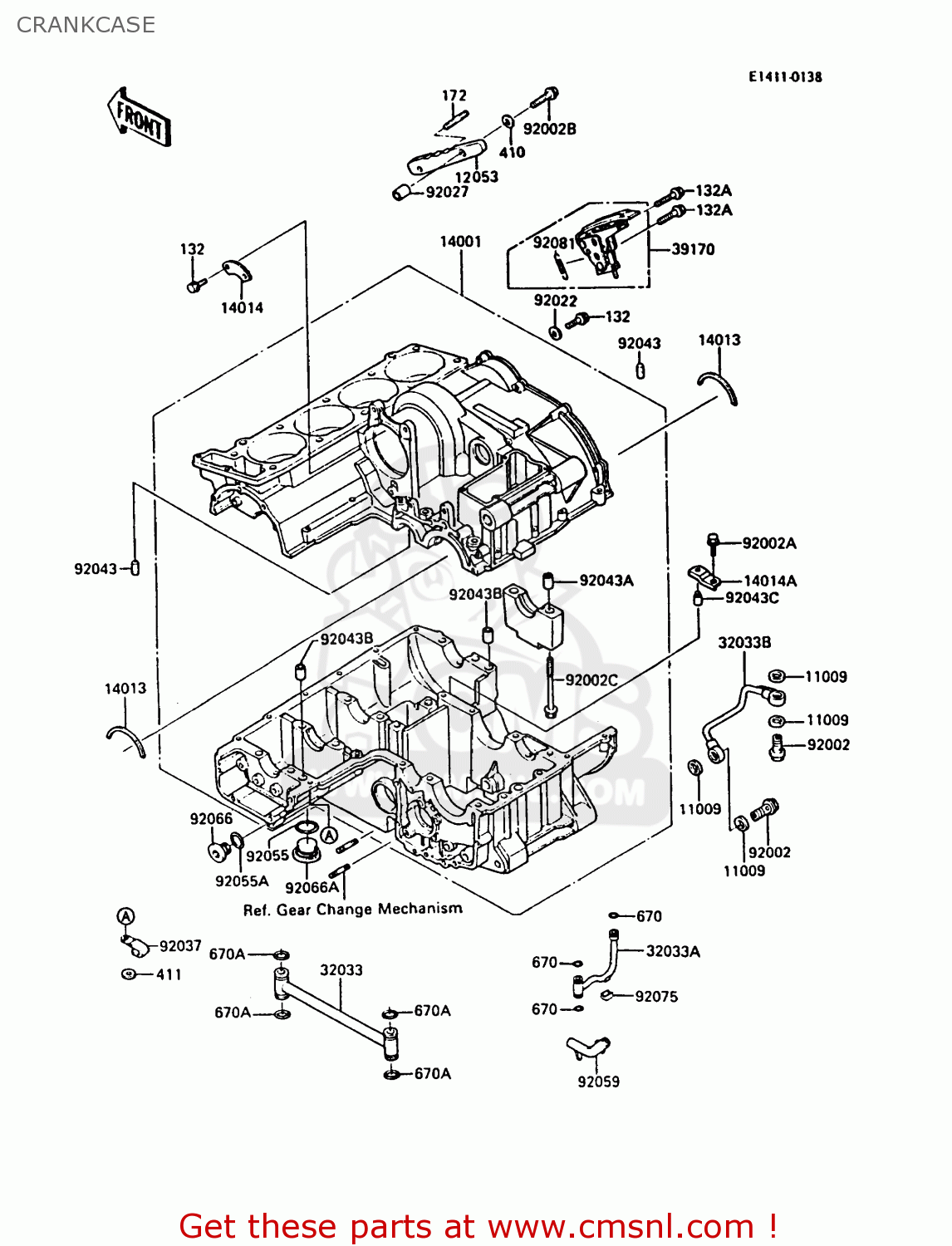 CRANKCASE ZX900A5 GPZ900R 1988 EUROPE UK AR FG NR SD ST