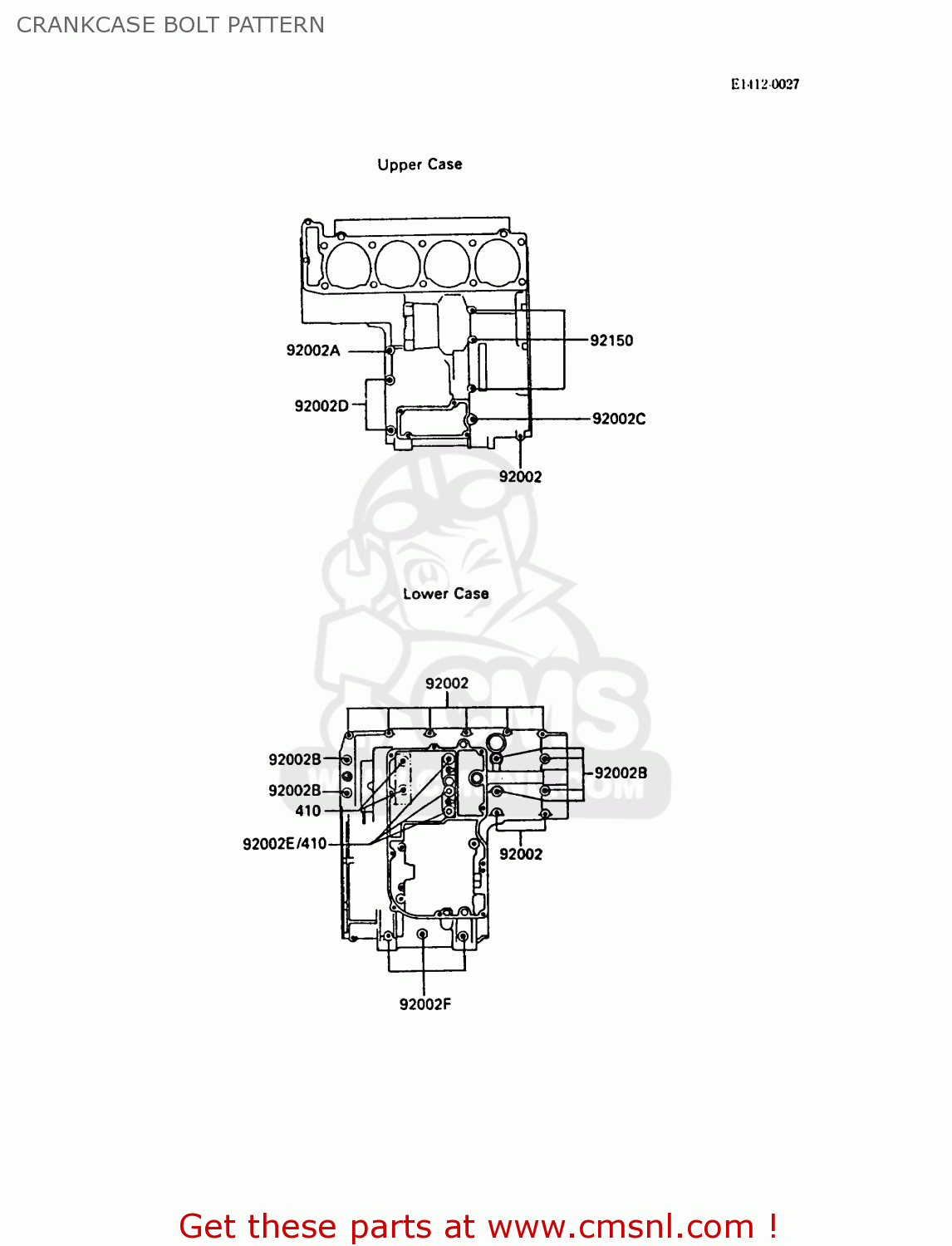 CRANKCASE BOLT PATTERN ZX900A5 GPZ900R 1988 EUROPE UK AR FG NR SD ST
