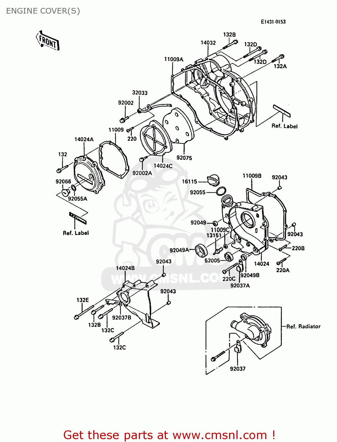 ENGINE COVER(S) ZX900A5 GPZ900R 1988 EUROPE UK AR FG NR SD ST