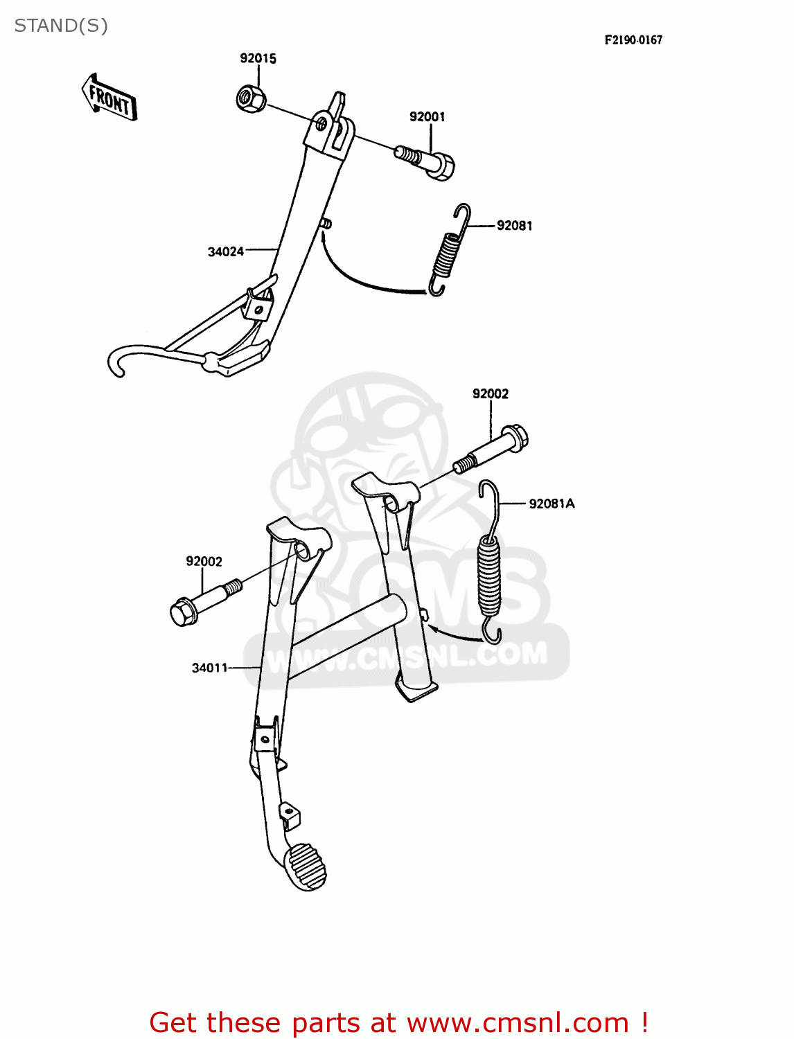 STAND(S) ZX900A5 GPZ900R 1988 EUROPE UK AR FG NR SD ST