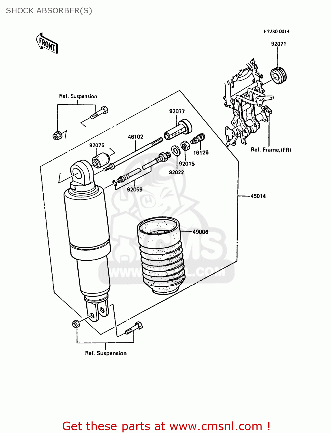 SHOCK ABSORBER(S) ZX900A5 GPZ900R 1988 EUROPE UK AR FG NR SD ST