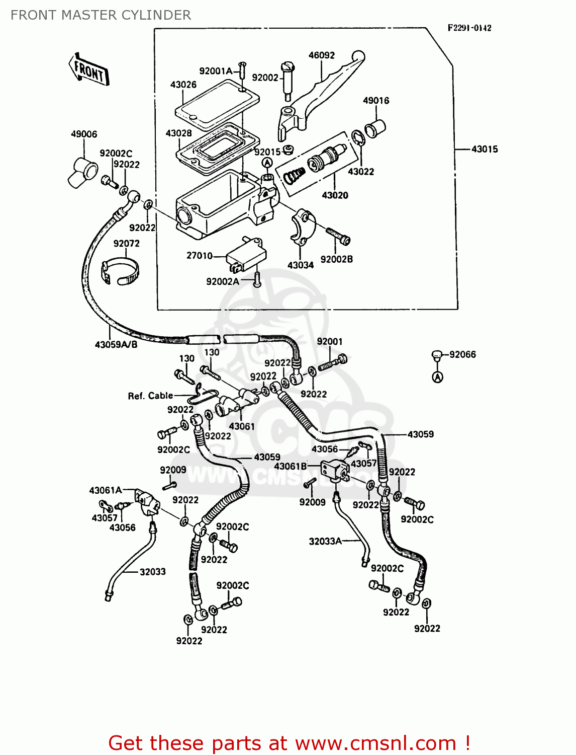 FRONT MASTER CYLINDER ZX900A5 GPZ900R 1988 EUROPE UK AR FG NR SD ST