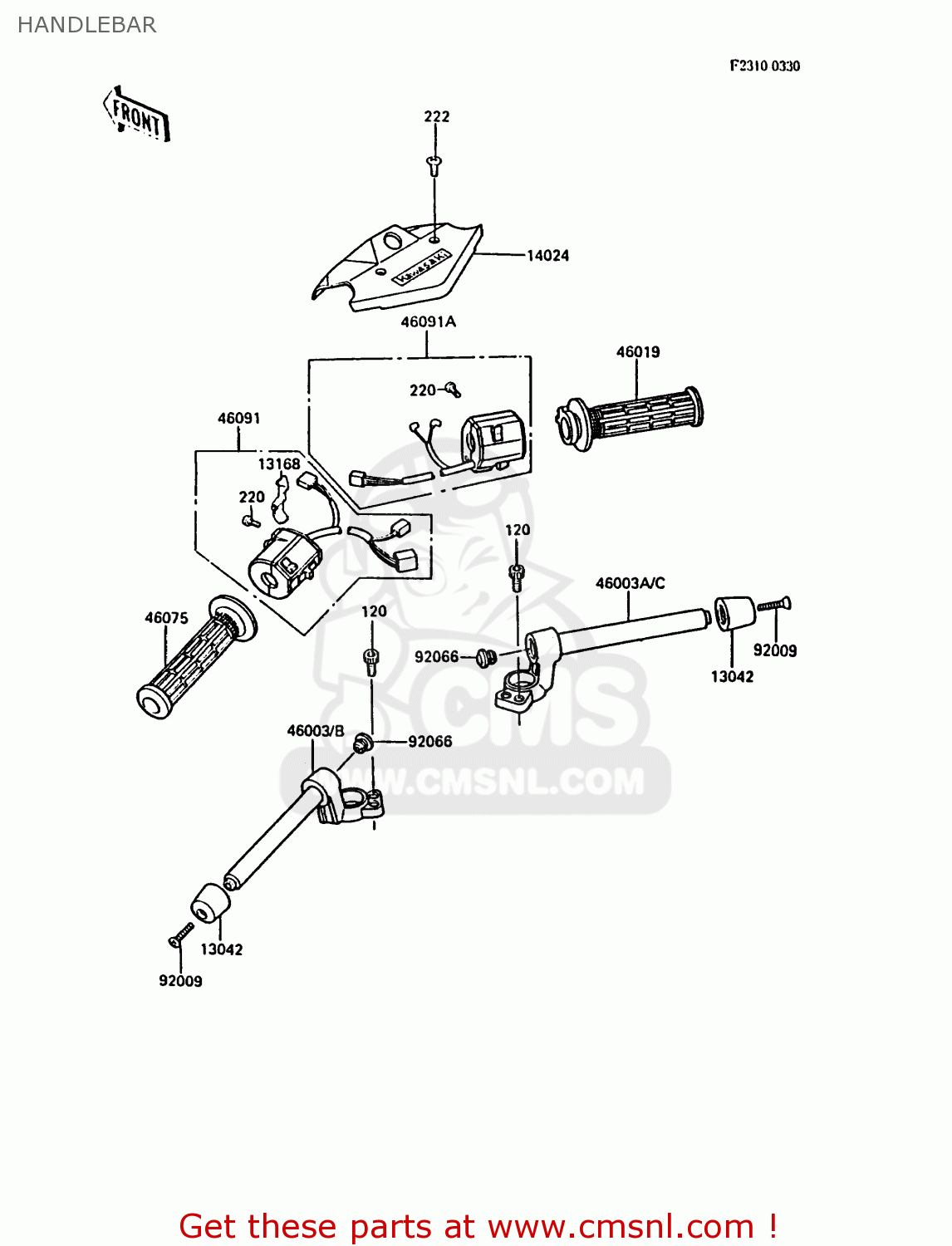 HANDLEBAR ZX900A5 GPZ900R 1988 EUROPE UK AR FG NR SD ST