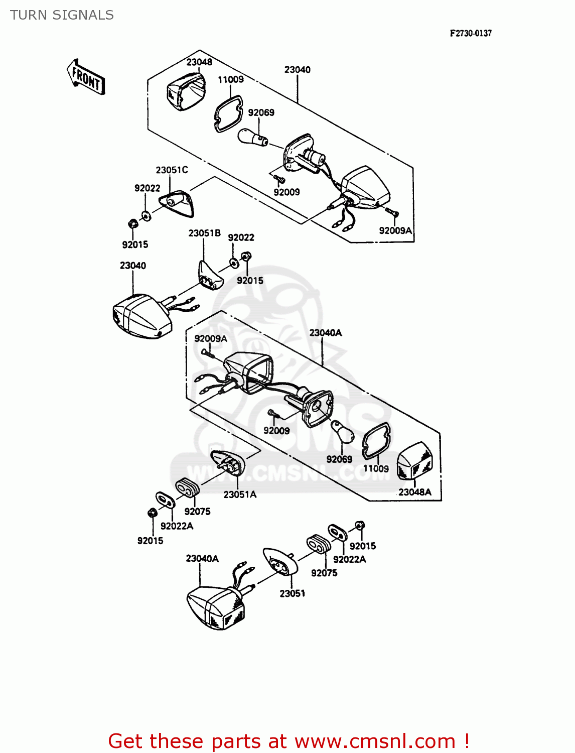 TURN SIGNALS ZX900A5 GPZ900R 1988 EUROPE UK AR FG NR SD ST