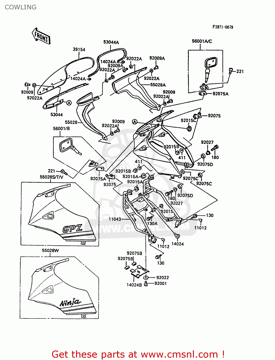 COWLING ZX900A5 GPZ900R 1988 EUROPE UK AR FG NR SD ST