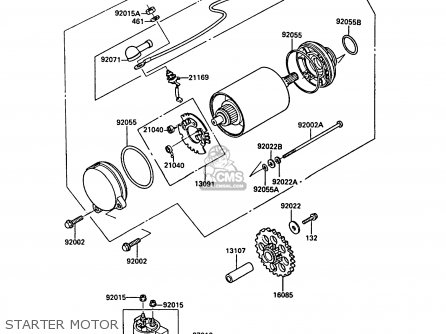 STARTER MOTOR - ZX900A5 GPZ900R 1988 EUROPE UK AR FG NR SD ST