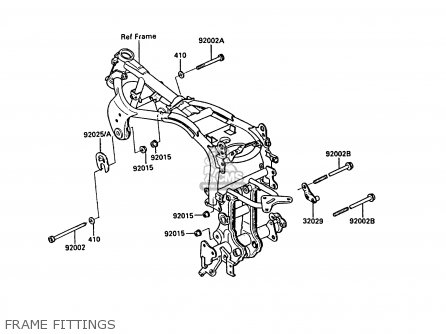 FRAME FITTINGS - ZX900A5 GPZ900R 1988 EUROPE UK AR FG NR SD ST