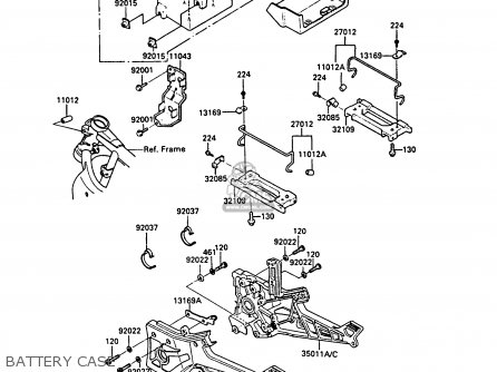 BATTERY CASE - ZX900A5 GPZ900R 1988 EUROPE UK AR FG NR SD ST