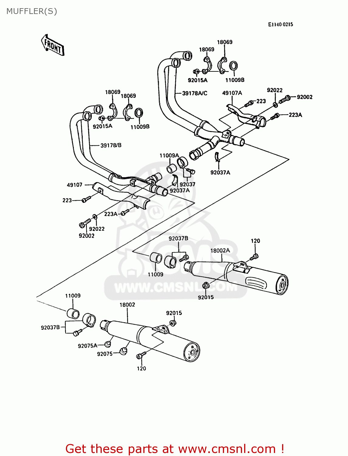 MUFFLER(S) ZX900A5A GPZ900R 1988 UNITED KINGDOM