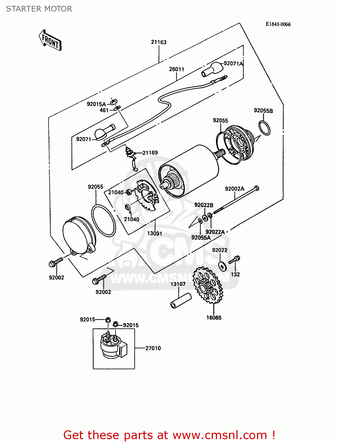 STARTER MOTOR ZX900A5A GPZ900R 1988 UNITED KINGDOM