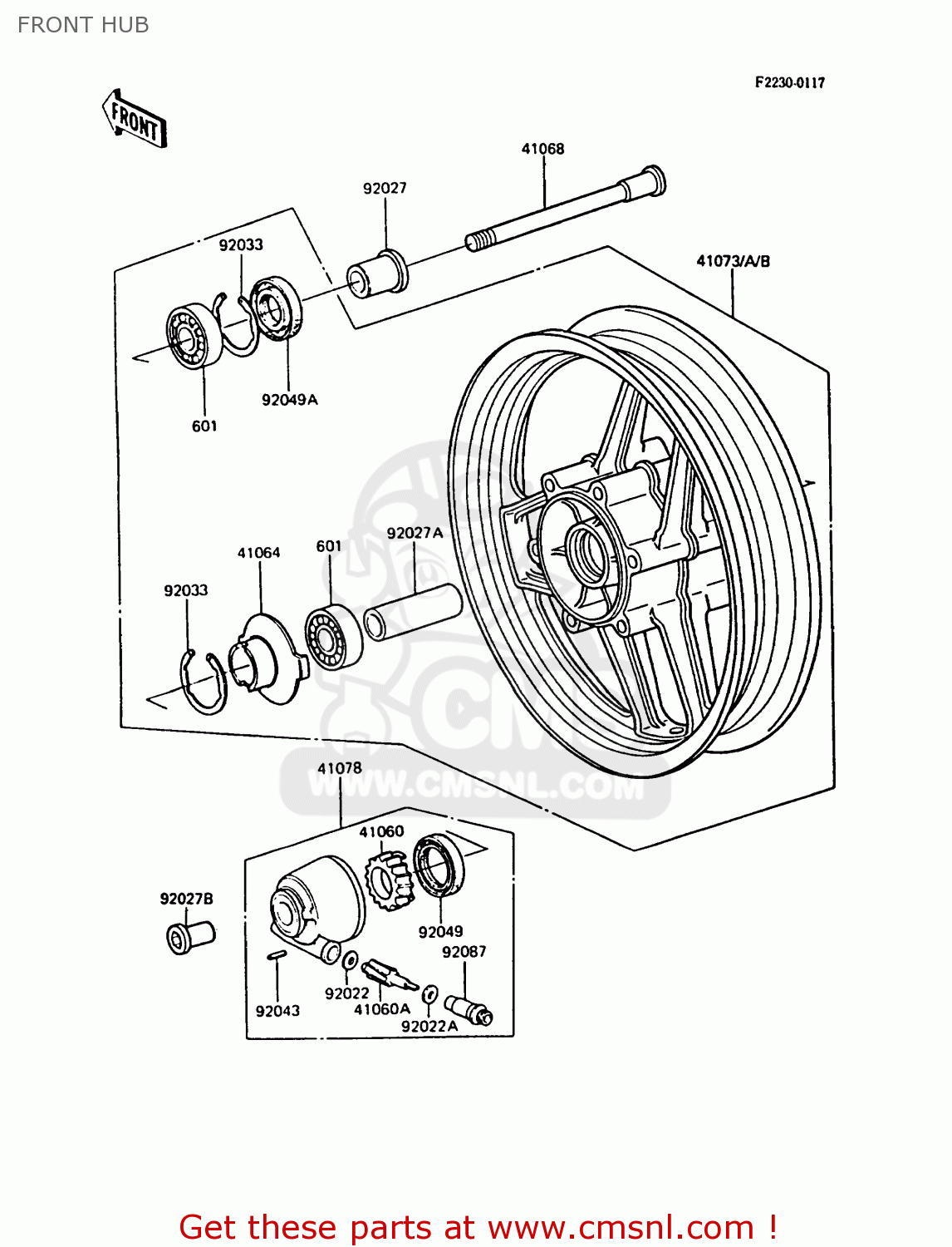 FRONT HUB ZX900A5A GPZ900R 1988 UNITED KINGDOM
