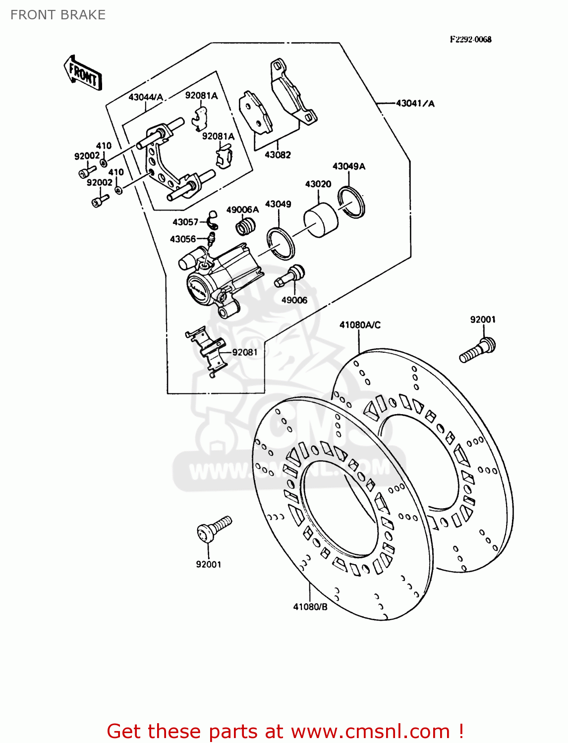 FRONT BRAKE ZX900A5A GPZ900R 1988 UNITED KINGDOM