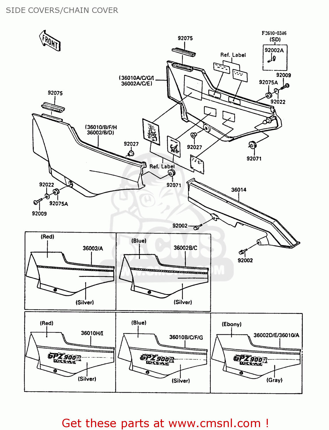 SIDE COVERS/CHAIN COVER ZX900A5A GPZ900R 1988 UNITED KINGDOM