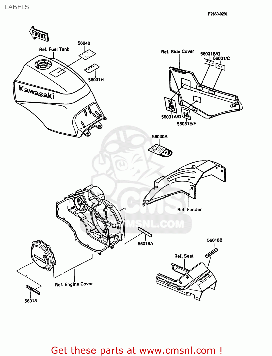 LABELS ZX900A5A GPZ900R 1988 UNITED KINGDOM
